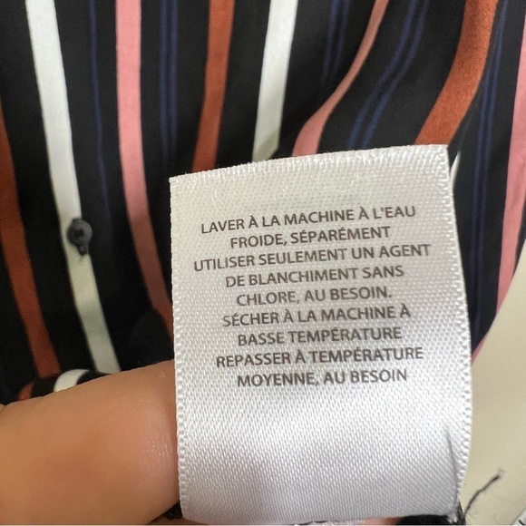 Halogen Womens Black Multicolor Stripe Button Up Blouse Shirt Size XL - Picture 9 of 10